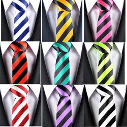 Corbata de poliéster de rayón para hombre, corbata clásica a rayas, azul, rojo, verde, blanco, amarillo, negro, negocios, boda, fiesta, moda, nuevo estilo