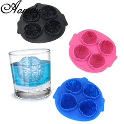 Amoliy Brain Shape Silicone Ice Mold Freeze Ice Cube Tray Ice Ball Maker Fondant Cake Chocolate Soap Mould Ice Cream Tool Baking