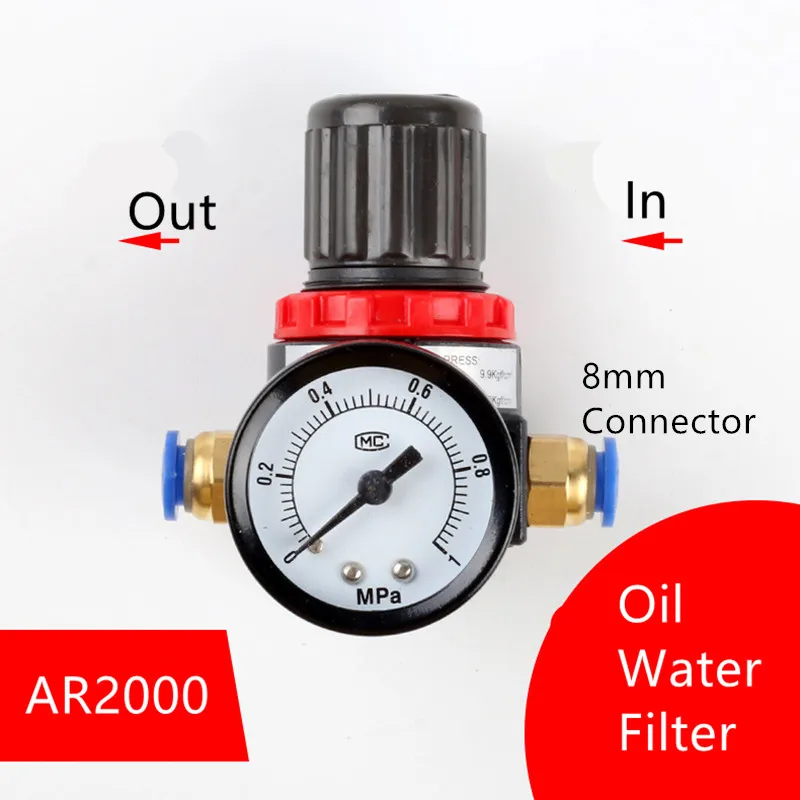 AR2000 G1/4\'\' Pneumatic Mini Air Pressure Relief Control Compressor Regulator Treatment Units Valve with Gauge Fitting Wholesale