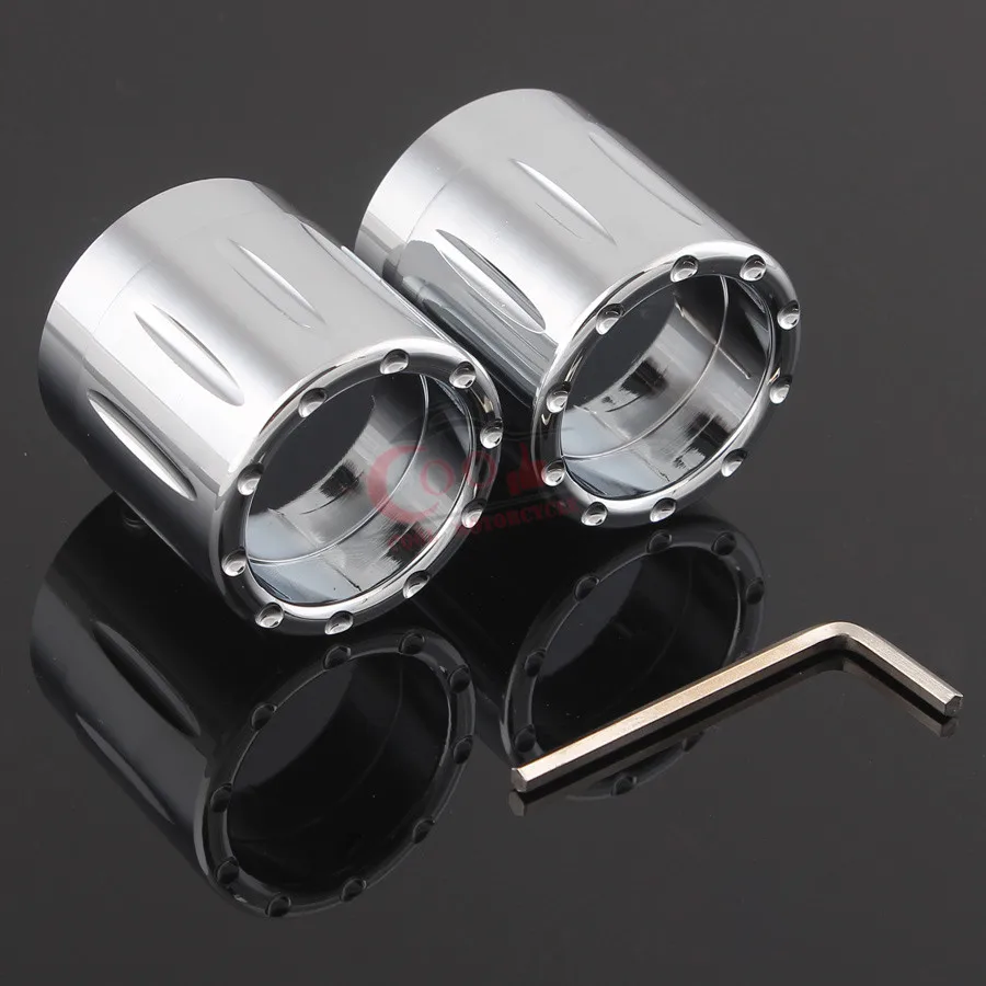 Motociclo del Bicromato di potassio Anteriore Assale Dado Coperture Caps 2pcs Per Harley Sportster XL883 XL1200 Dyna Stradale Bob Touring Softail