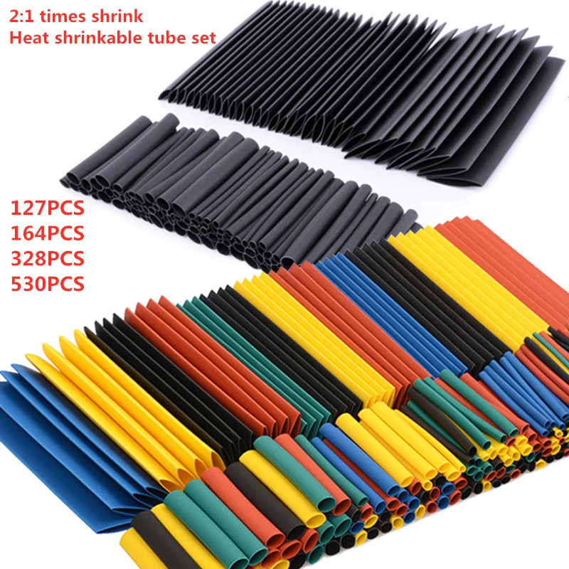 127/164/328/530Pcs Assorted Polyolefin Heat Shrink Tube Cable Sleeve Wrap Wire Set Insulated Shrinkable Tube