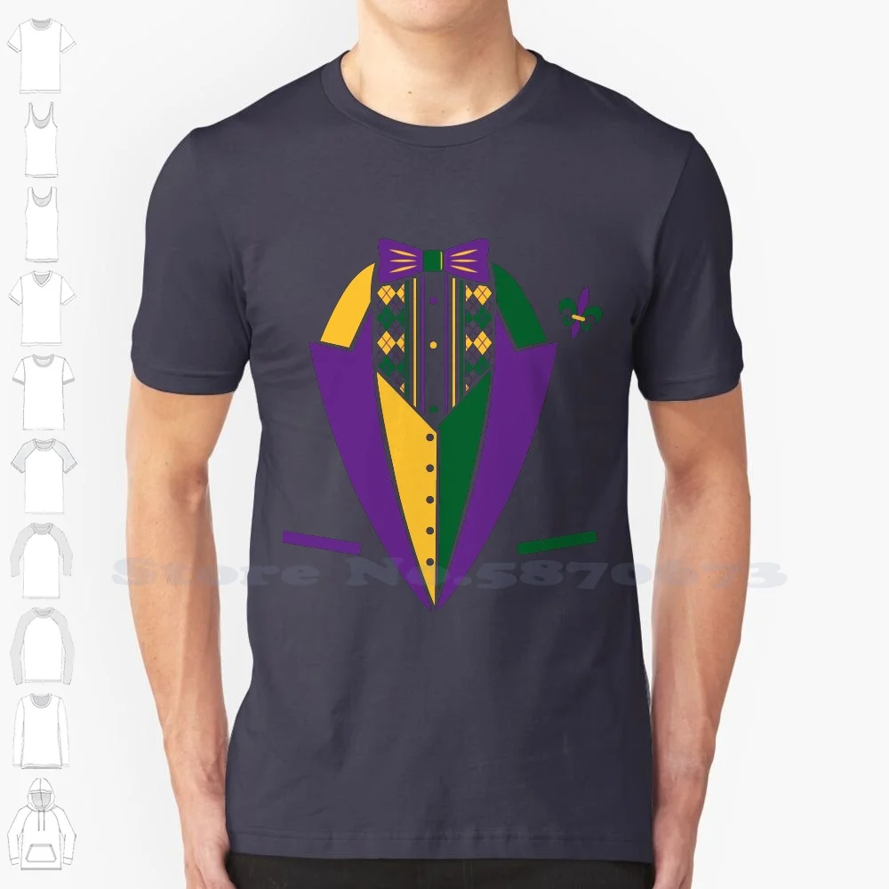 Mardi Gras Party Fun Tuxedo New Orleans Festival 100% Cotton T-Shirt Carnival Mardi Gras Parade Fat Tuesday New Orleans