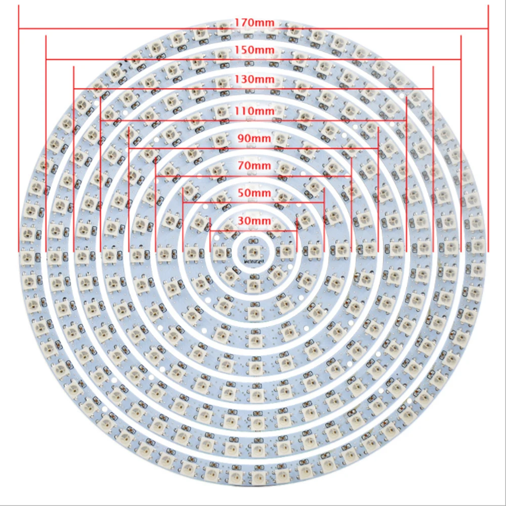 โมดูล LED วงกลม5V พิกเซลแบบวงกลมสามารถระบุที่อยู่ได้ WS2812B SK6812โมดูล LED RGB 1/8/12/16/24/32/40/48/60/241