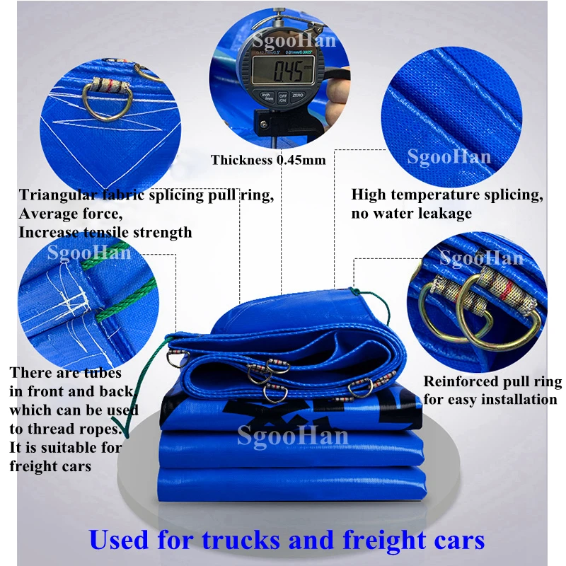 Blue Truck Tarpaulin Freight Car Rainproof Cloth Container Outdoor Awning Boat Cargo Ship Waterproof Cloth Sun Shade Sail Shed