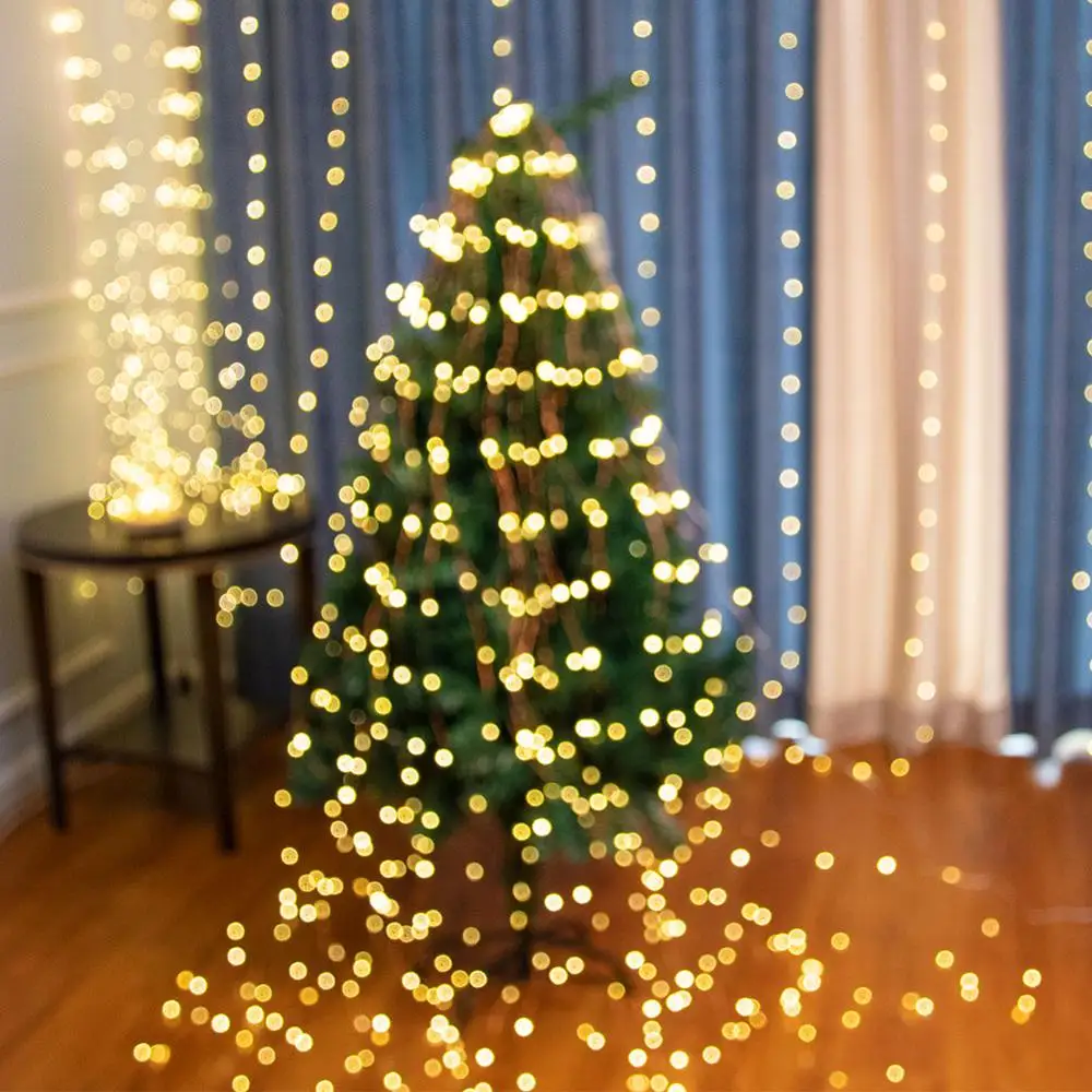 300/600/900/1200 LED Vines Lights Copper Wire Waterfall Series Fairy String Lamp Christmas Wedding Party Holiday Tree Decoration