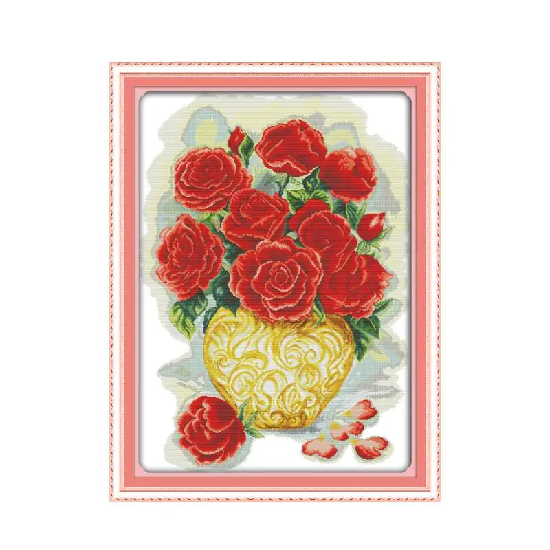 

Яркие розы, набор для вышивки крестом, цветок 14ct, 11ct, с принтом, холст, вышивка, сделай сам, рукоделие ручной работы