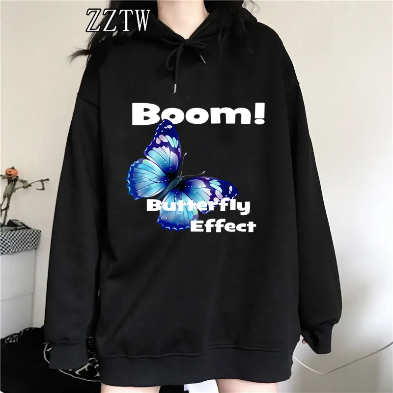 

Gothic Tops Purple Butterfly Hoodies Womens Sweatshirts Harajuku Hoodie Hooded Pullover Tops Blouse with Pocket Hot Fashion Girl