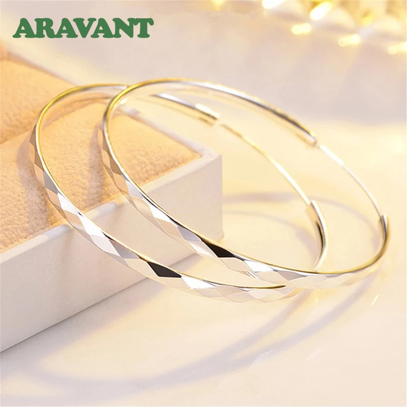 Aravant 100% 925 Sterling Silver 35MM 50MM Round Hoop Earring For Women Fashion Jewelry Gift