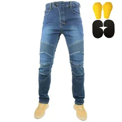 Classic Motorcycle Jeans Drop Resistance Denim Pants Racing Motocross Off-road Slim Anti-fall Jeans With Better Knee Pans