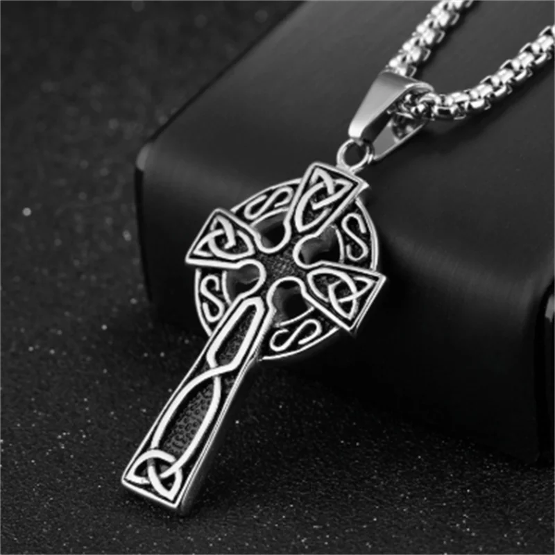 2021 viking celtic cross pendant necklace for men male statement punk vintage necklace fashion  jewelry charm Wholesale