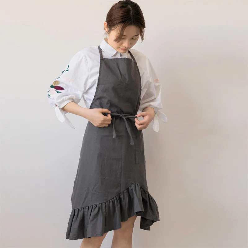 Apron Florist Cute Cotton Linen Japanese Korean Fashion Roast Shop Barista Work Clothes for Men and Women