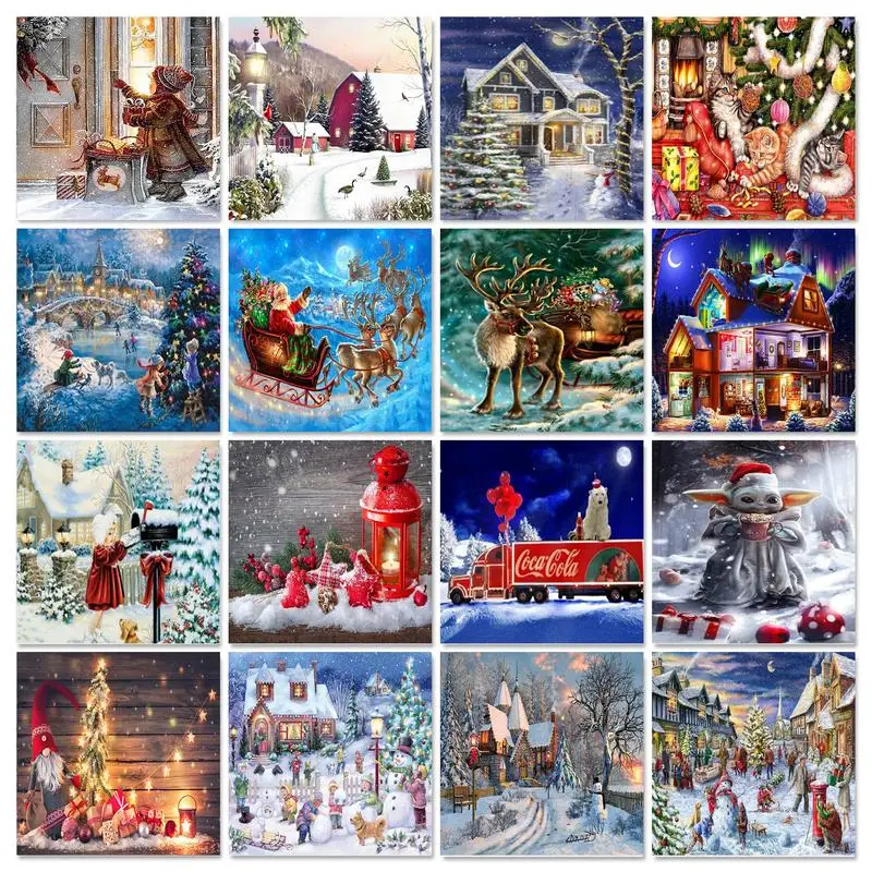 

GATYZTOR Diamond Painting Cartoon Christmas Tree Diamond Painting Rhinestone Cross Stitch Picture Diamond Embroidery Sale Hand