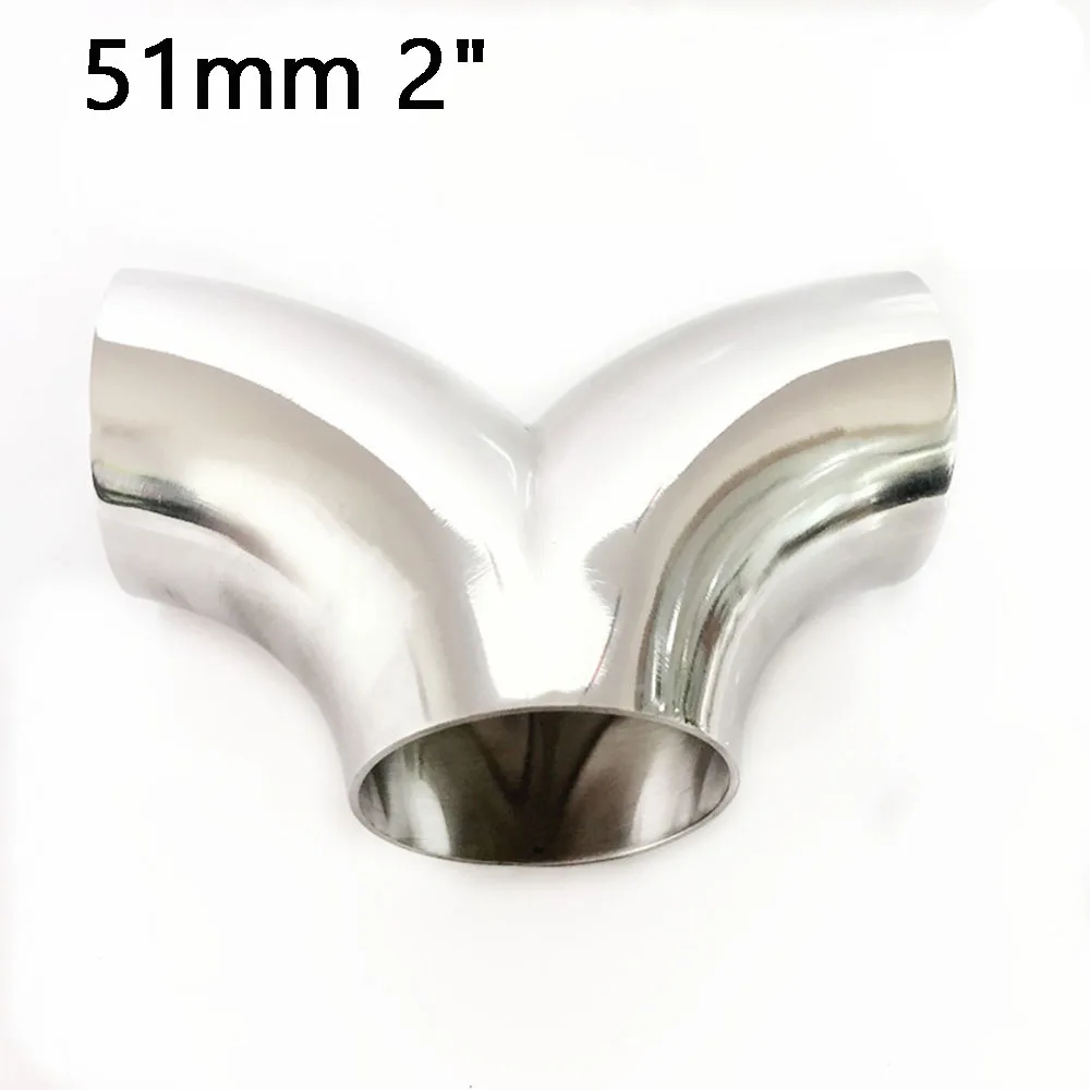 

51mm 2" Pipe OD Butt Welding Y-Shaped Elbow Pipe Fitting 3 Pass SUS 304 Stainless Sanitary Spliter Homebrew Beer Wine