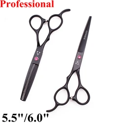 5.5 6.0 Hair Scissors For Left Hand Japan 440C Professional Hairdressing Barbers Cutting Set Thinning Shears Hairdresser B8001