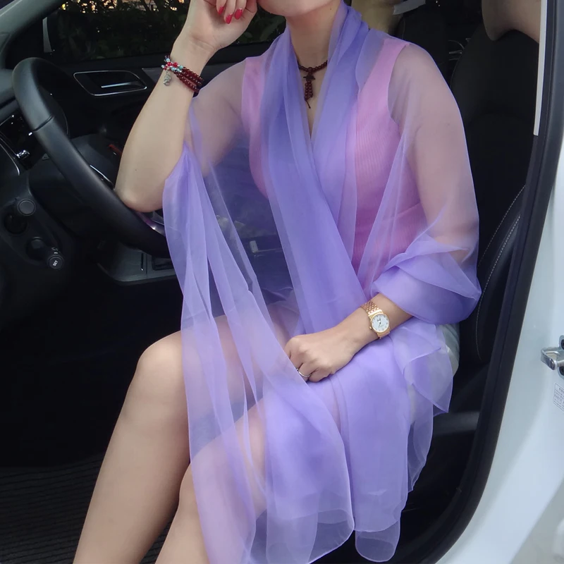 Korean Solid Color Transparent Sexy Thin Chiffon Beach Towel Sunscreen Shawl Women Summer Air Conditioning Ice Silk Scarf T63