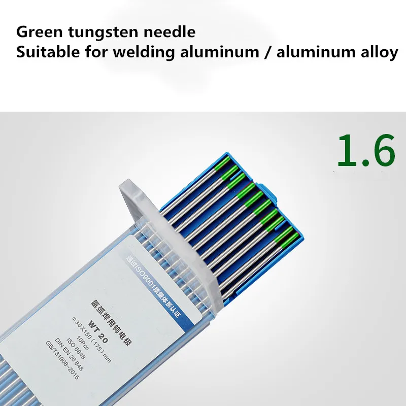 

10Pcs For AC Tig Welding Pure Tungsten Electrodes WP Green Tip 1.0/1.6/2.0/2.4mm