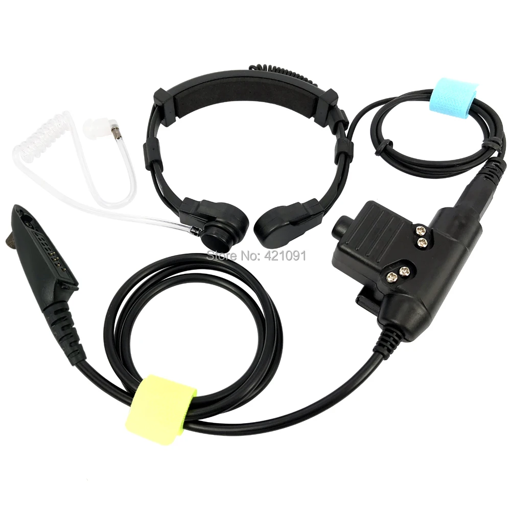 Walkie Talkie Microphone Heavy Duty U94 PTT Neck Throat Mic Earpiece Radio Tactical Headset for Motorola GP328 PRO5150 GP338/340