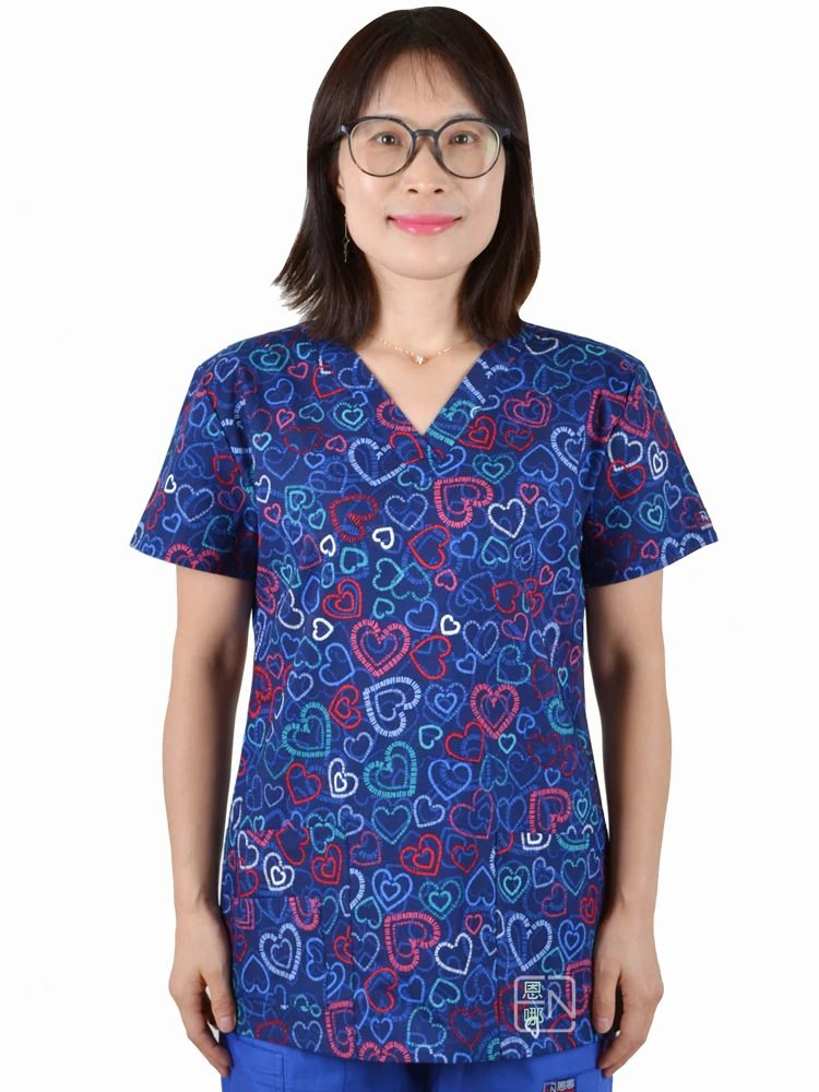 Enfermagem das mulheres Scrubs Top, Uniformes de Enfermeira, Uniformes, Clínica Uniformes, 100% Algodão Scrubs Top