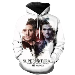 Supernatural 3D Print Hoodie para homens e mulheres, Streetwear casual, moletom Harajuku, Hoodies extragrandes, nova chegada