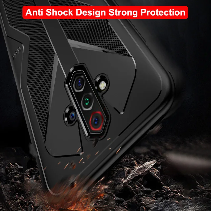 Shockproof TPU Soft Case for ZTE Nubia Play 5G case Heat Dissipation Cover with original Red Magic PUBG Game Gamepad handle