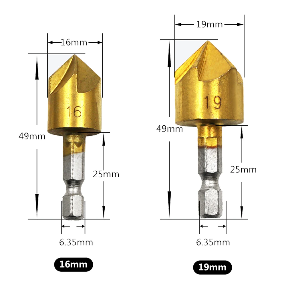 Hige Kualitas 3 Buah HSS 5 Galur Bor Countersink Bit Set 90 Derajat 1/4 "Meja Wastafel Talang Cutter DIY alat Alat Kerja