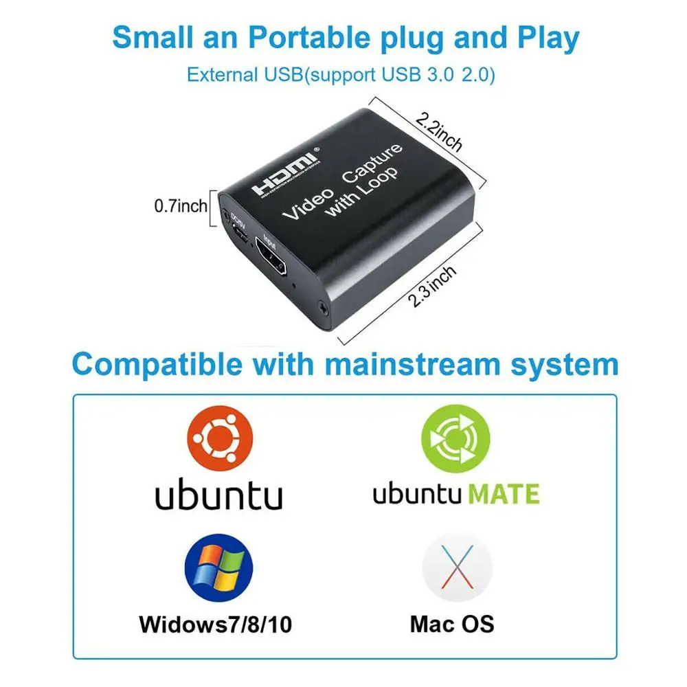 게임/비디오 라이브 스트리밍을위한 1080P HDMI 비디오 디지털 캡처 카드 레코더
