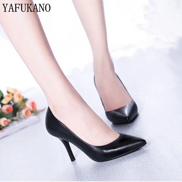 Professional Single Shoes Simple Comfort Work Shoes Black High Heels Formal Wear Leather Shoes Sexy Small Size Women\'s Shoes 32