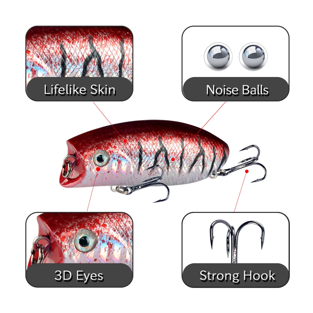 1PCS 10.4g/5.5cm Poppers Fishing lure top water pesca fish lures wobbler isca artificial hard bait Topwater poper