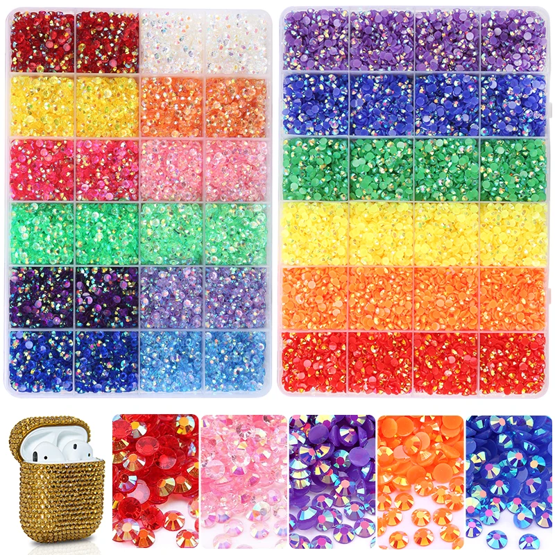 3/4mm Resin Rhinestones Set Glitter Non Hotfix Nail Gems Crystal Flatback Strass Accessories Rhinestones For Garment Decorations