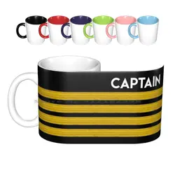 Captain Stripes Ceramic Mugs Coffee Cups Milk Tea Mug Epaulettes Aviation Stripes Captain Pilot Plane Airbus Airplane Airplane