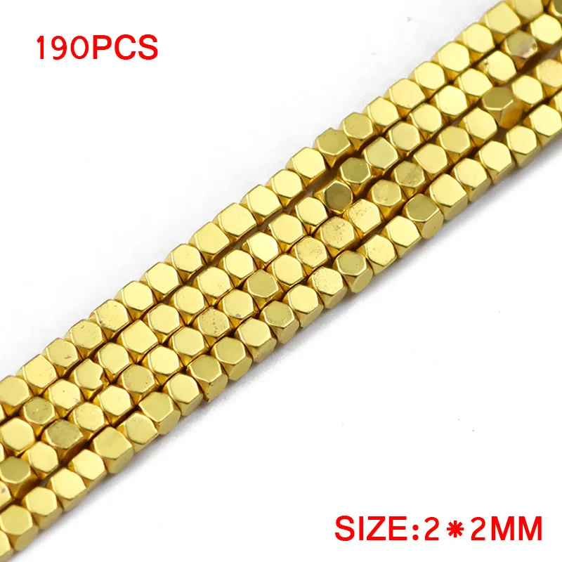 JHNBY Matte Faceted Square 2mm Hematite Beads Natural Stone Spacer Loose Beads For Jewelry Making Diy Charm Bracelet Accessories