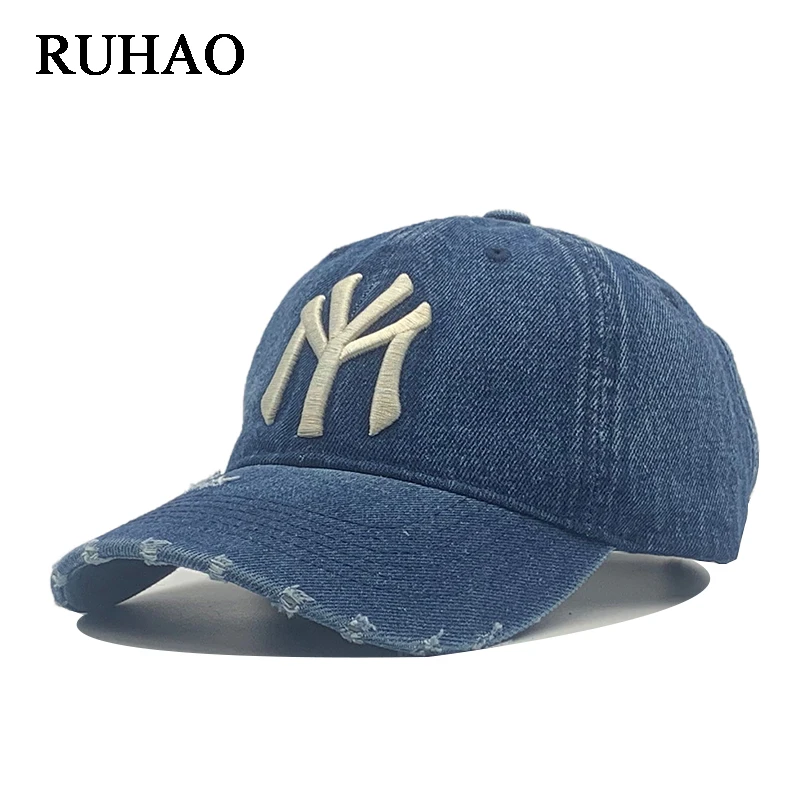 New Brand Denim Baseball Cap Men Women Embroidery Letter Jeans Snapback Dad Hat Casquette Summer Sports USA Hip Hop Cap Gorras