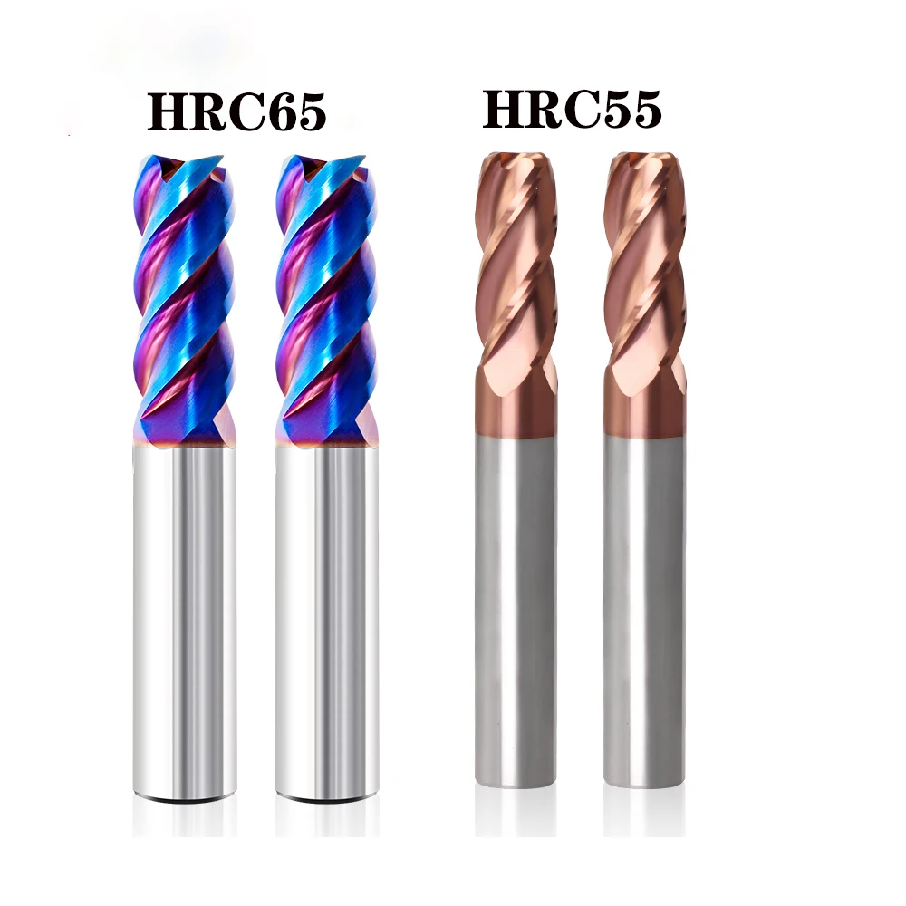 Hrc55/65 carboneto de bull nose end mill 4 flautas cortador de moagem para o revestimento da liga do metal router bits ferramentas de corte de aço