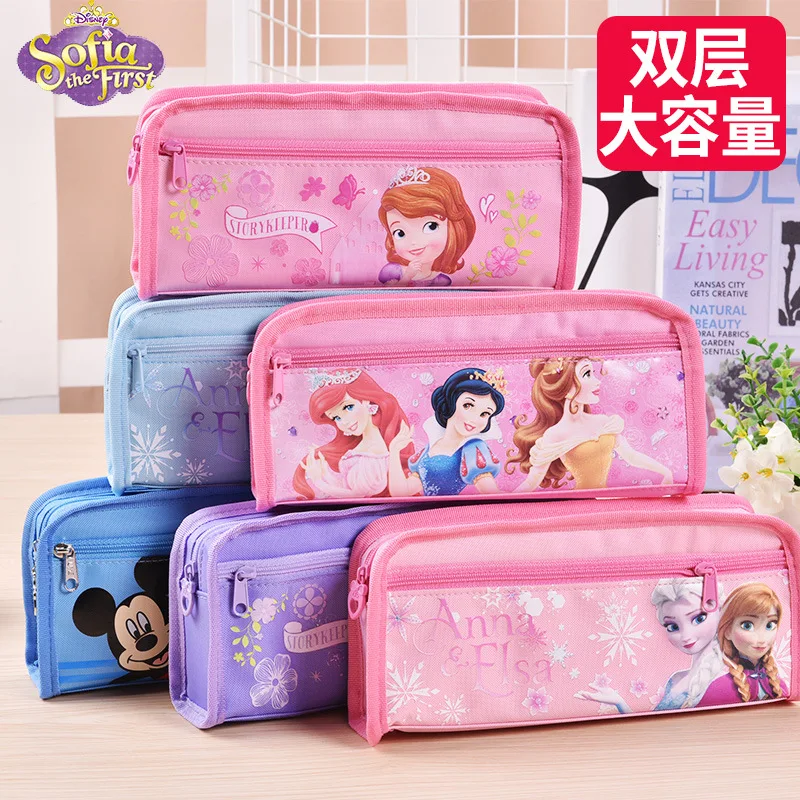 Disney Frozen Mickey Pencil Case for Boys and Girls Pencil Case Cartoon Simple Canvas Stationery Bag School Supplies Gift