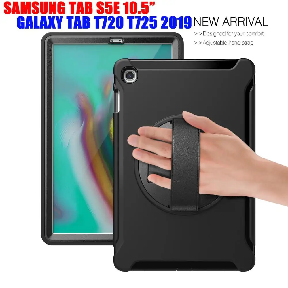 

Чехол для Samsung Galaxy Tab S5E T720 T725, тяжелый Гибридный чехол с подставкой, ударопрочный армированный чехол с поворотом на 360 градусов для планшета