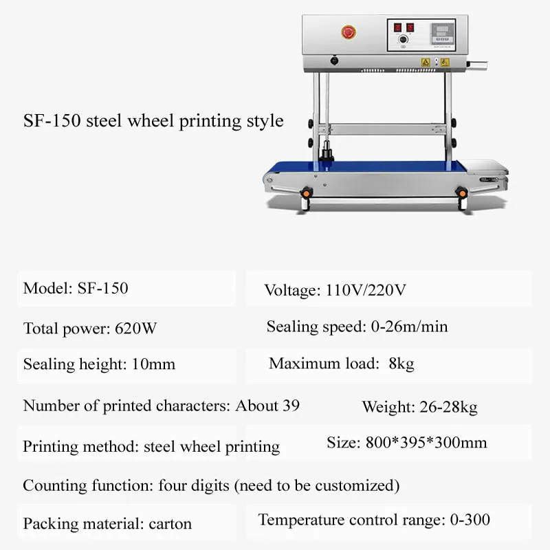 Continuous Sealing Machine Commercial Plastic Packaging Bag Film Aluminum Foil Bag Food Tea Paper Bag Automatic Sealing Machine