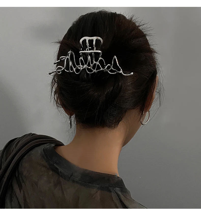 Ruoshui Frau Neuheit Unregelmäßigen Haarnadeln Punk Stil Metall Silber Haar Krallen Barrettes Frauen Haar Zubehör Haar Clips Hairgrip – Detail 16