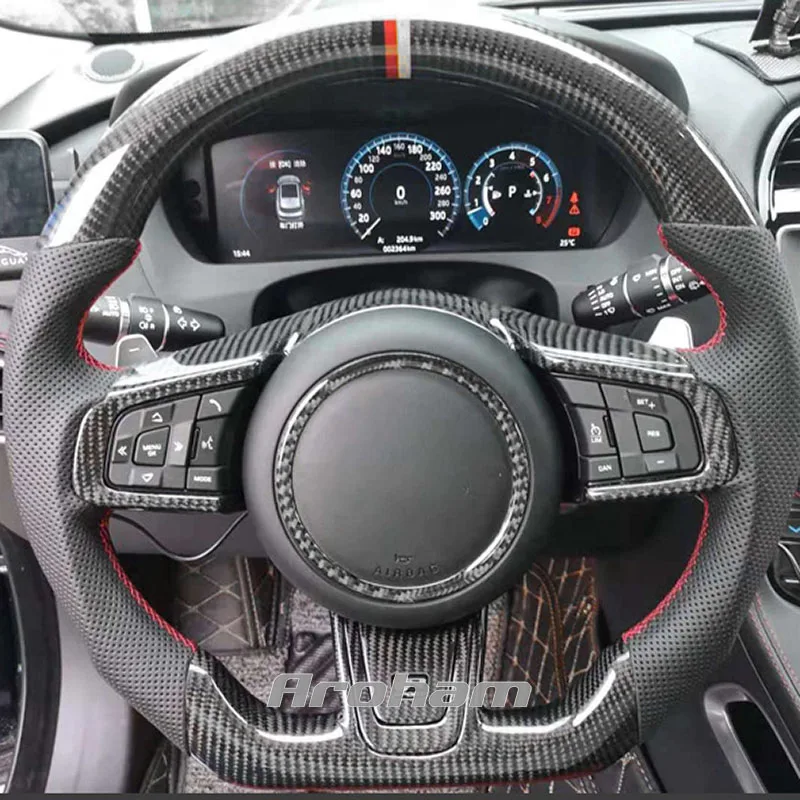 Car-styling Carbon Fiber Steering Wheel LED Race Digital Display For Jaguar XF XE XJ F-TYPE XK xfl XF XE F-PACE