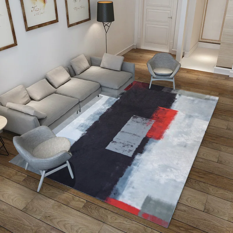

Livingroom Bedroom Rugs Floor Child Kids Play Mat Nordic Modern Carpet Ink And Wash Painting Style Polyester Rug And Carpets