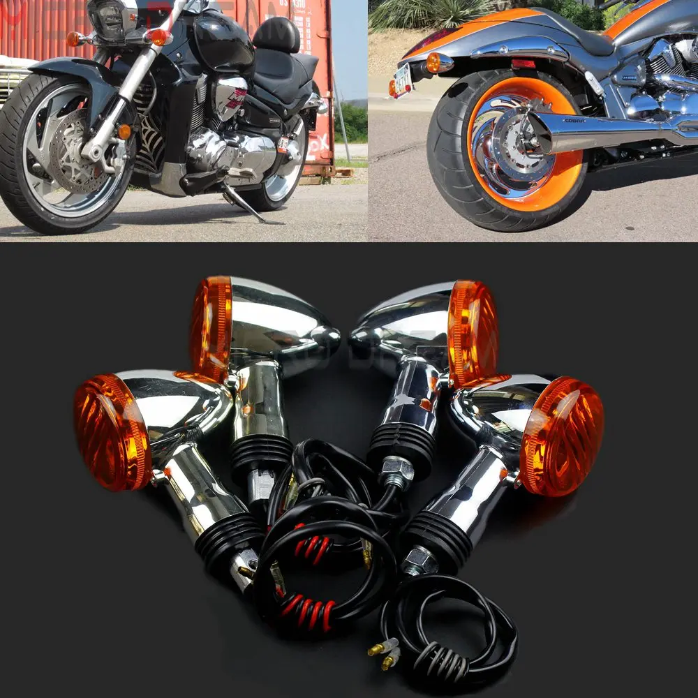 

Motorcycle 12V 21W Chrome Front Rear Amber Turn Signals Indicator Light For SUZUKI Boulevard M109R VRZ1800 2006-2015 2007