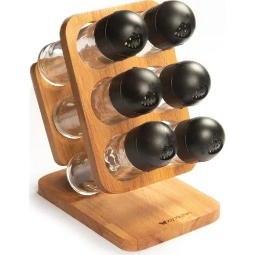 Joy Kitchen Julia 6 Parts Spice Rack Set-Black Cover