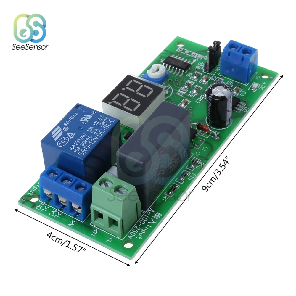 AC220V LED Digital Delay Timer Switch Turn Off Board 0-99 Seconds/Minutes Delay Relay Module 