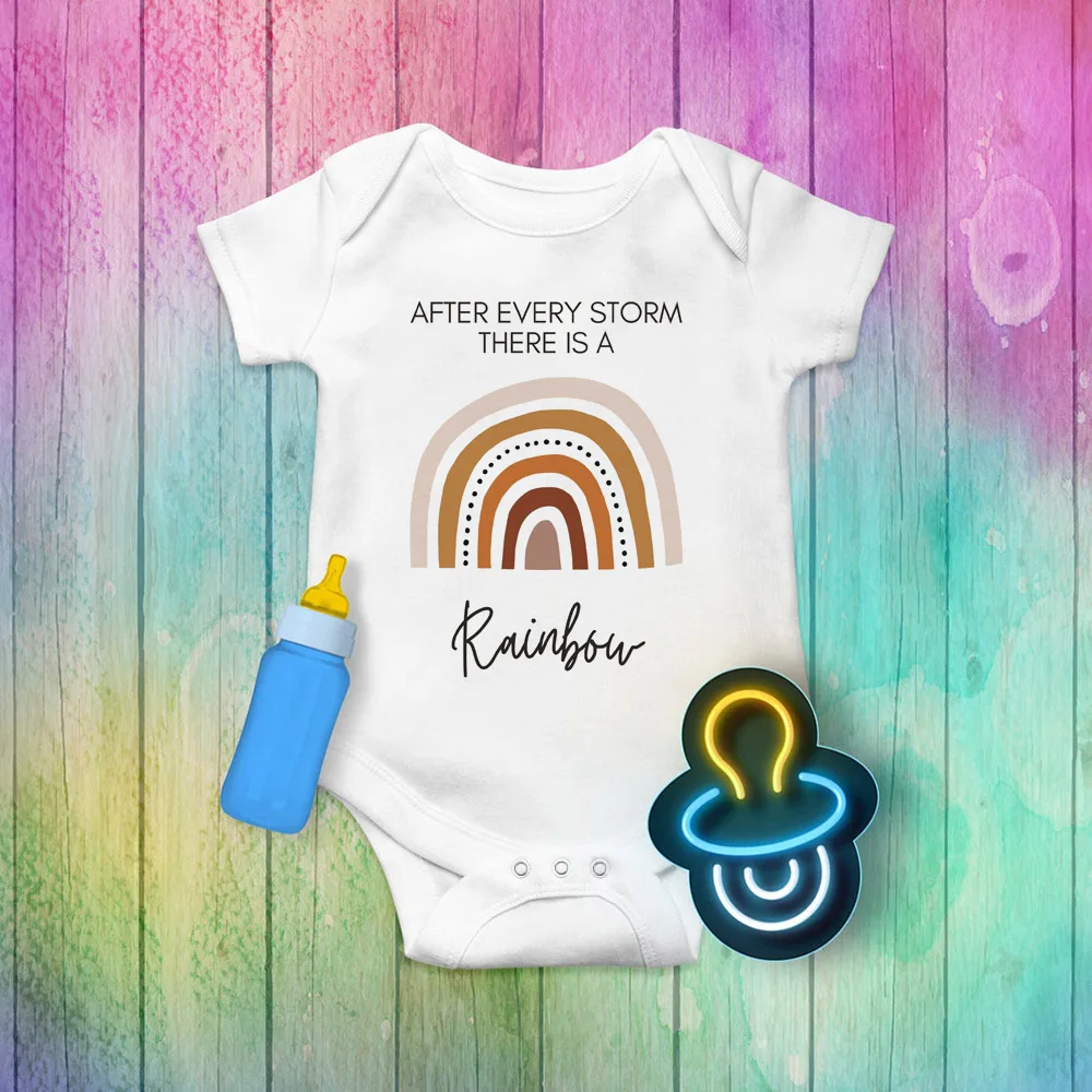 After Every Storm There Is A Rainbow Baby Rompers The Rainbow Miracle Baby Rainbow Bodysuit Summer Short Sleeve Ropa Wear