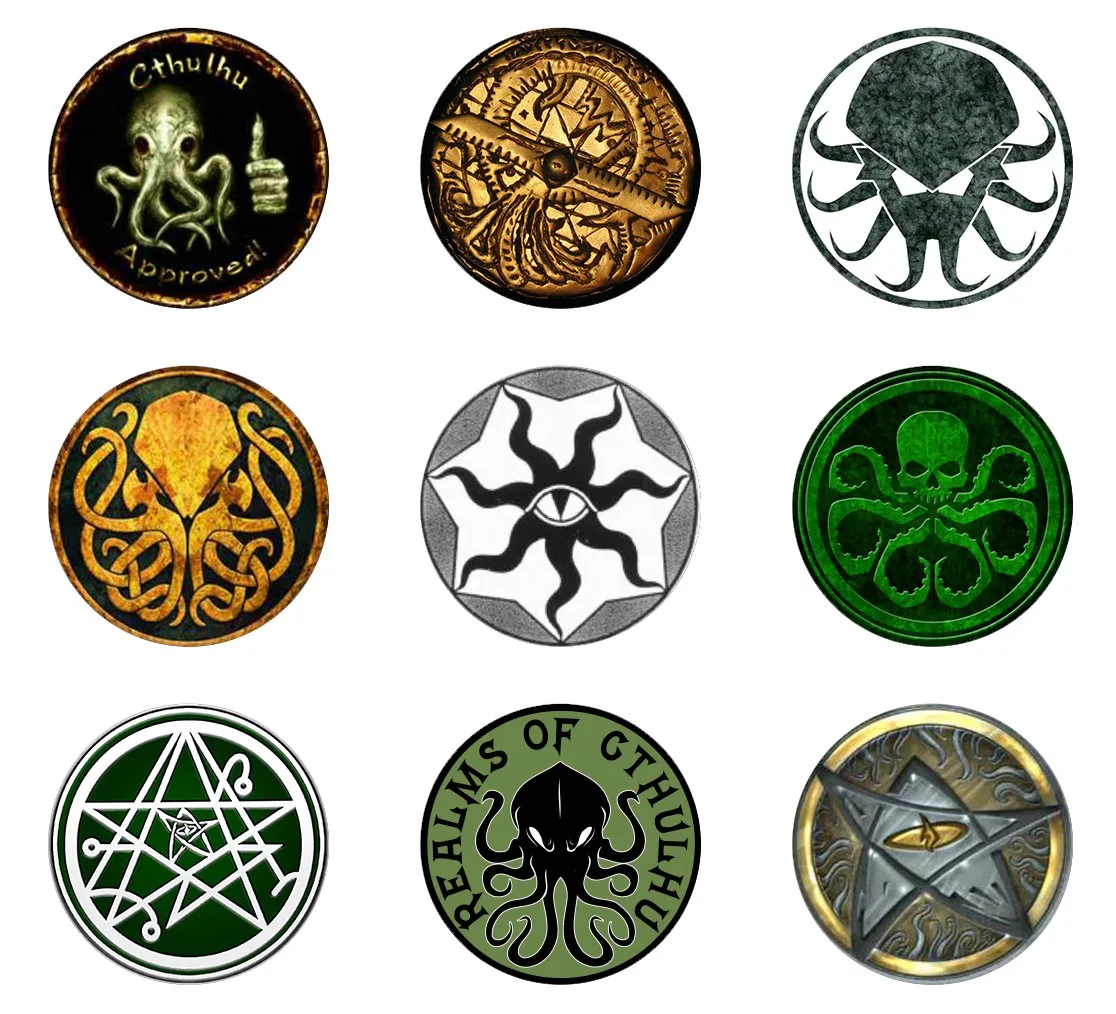 

5pcs16mm20mm25mm Design Cthulhu Symbol Round Steampunk Cthulhu Handmade Photo Glass Drop Style Cabochons Jewelry Accessories