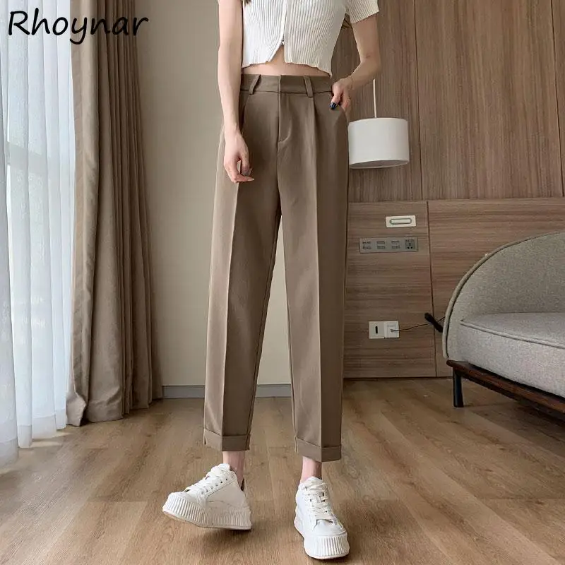 

Harem Pants Womens Spring Simple Solid New Chic High Waist Ulzzang Soft Fashion Vintage Ladies Leisure Ankle-length Loose Daily