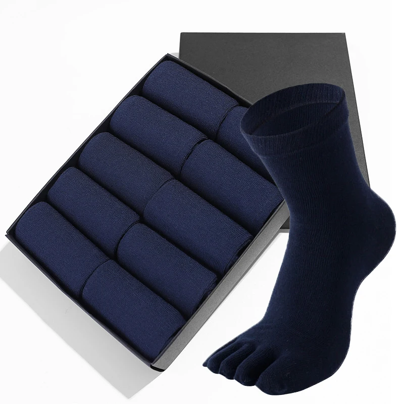 

10 Pairs Cotton Black 5 Fingers Socks Man Set Autumn Novelty Deodorant Prevent Bacterial Infection Socks With Toes Men Supply