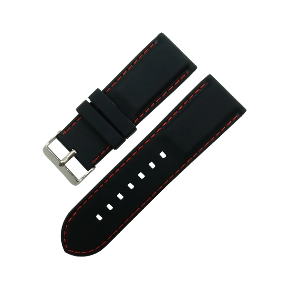 

24mm 26mm 28mm Rubber Red Line / White Line Watch Band Strap Belt Clasp For Seven Friday Watchband Replace And Tool