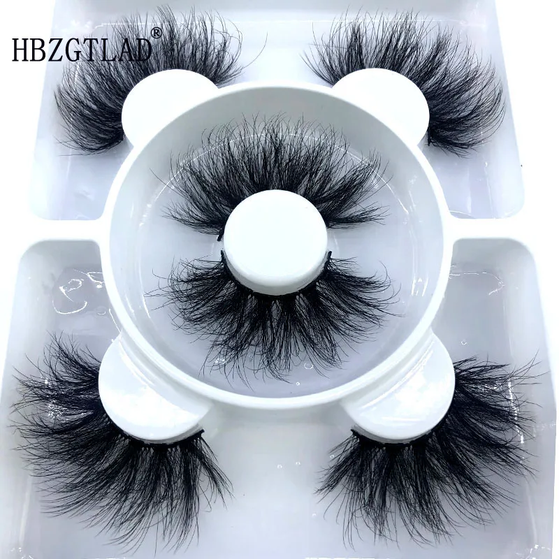 3 Pairs 25 mm 3d Mink Lashes Bulk Faux with Custom Box Wispy Natural Mink Lashes Pack Short Wholesales Natural False Eyelashes