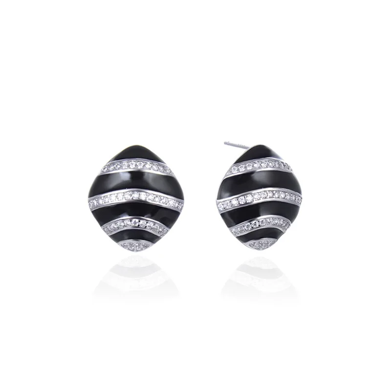 Ear Stud  Zebra Stripes Zircon , Fashion Cosmic Jewerly For Women,New Ts Trendy Gift in 925 Sterling Silver