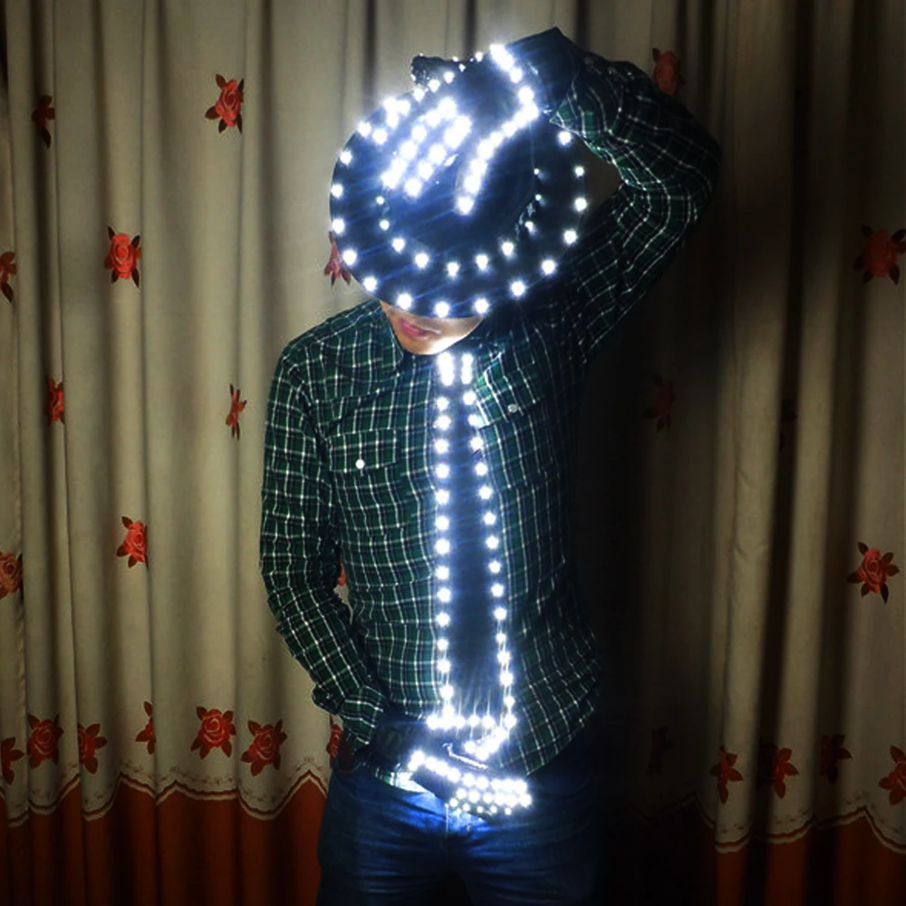 LED Costume Clothes LED luminous jazz Hat With Llight Tie LED gloves LED Suit For Michael jacket Cosplay Costume